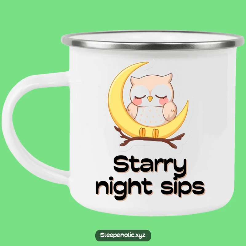 Funny Sleepy Owl Moon Camping Mug - Hilarious Outdoor Gift for Stargazers