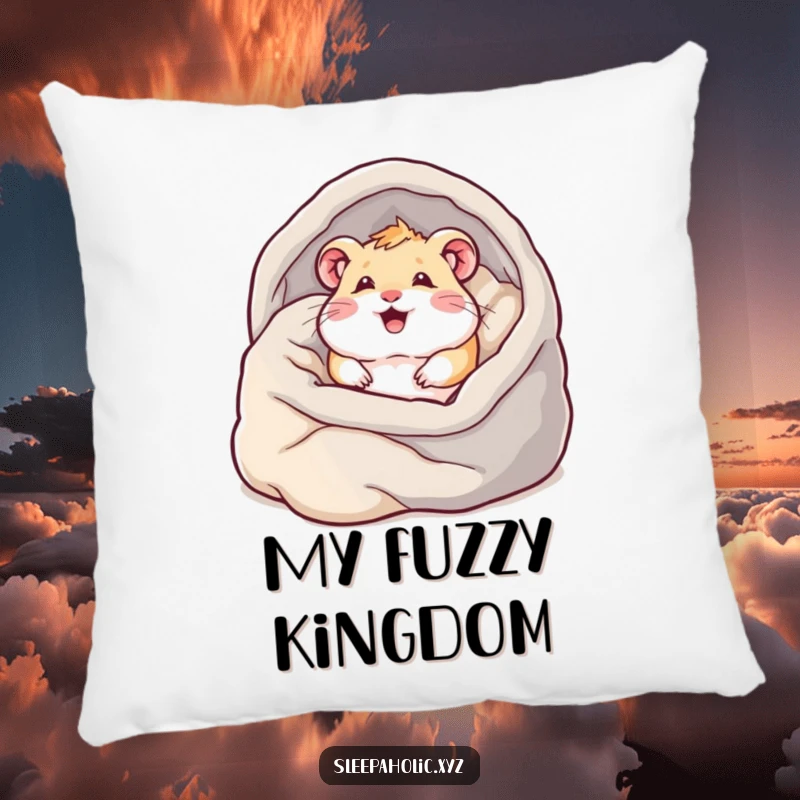 Funny hamster pillow, featuring a content hamster burrowing into soft blankets, offering maximum comfort and cozy vibes.
