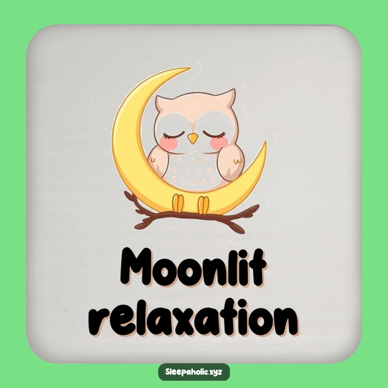 Funny Sleepy Owl Moon Coaster Set - Hilarious Gift for Celestial Tables