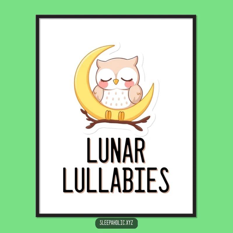 Funny Sleepy Owl Moon Poster - Hilarious Art for Dreamy Spaces