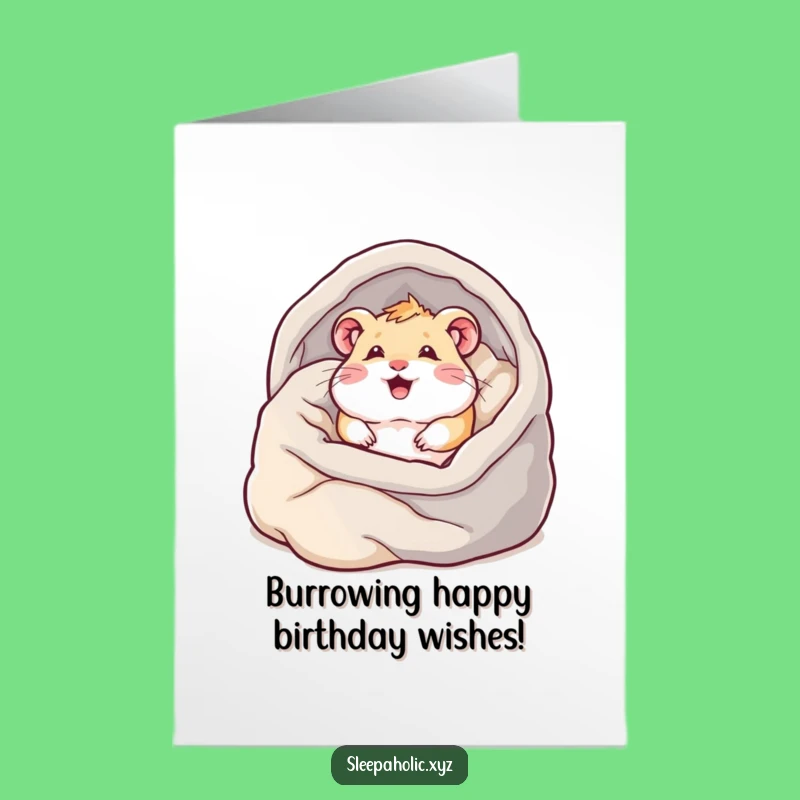 Free Printable Birthday Card: Hamster Cozy Birthday - Downloadable Comfort Gift!