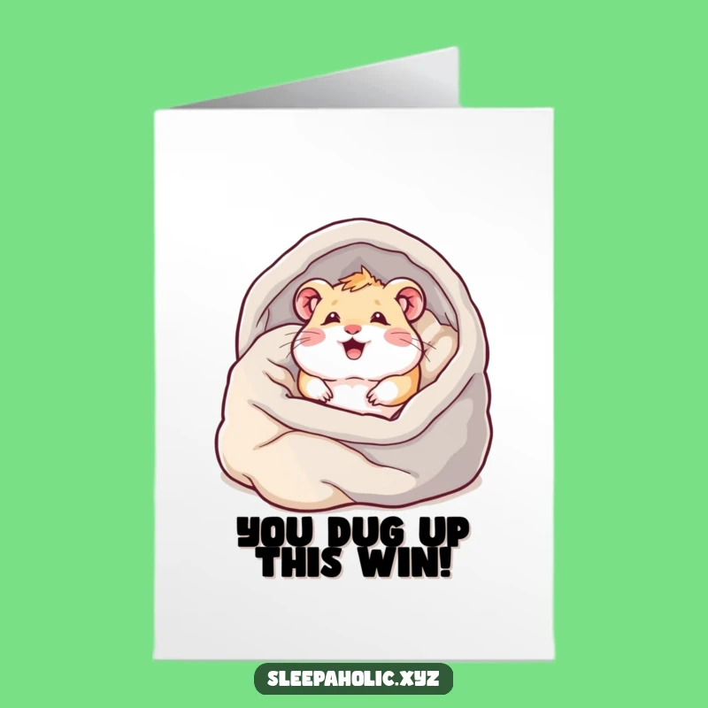 Free Printable Congrats Card: Hamster Nestles Success - Downloadable Cozy Achievement Gift!