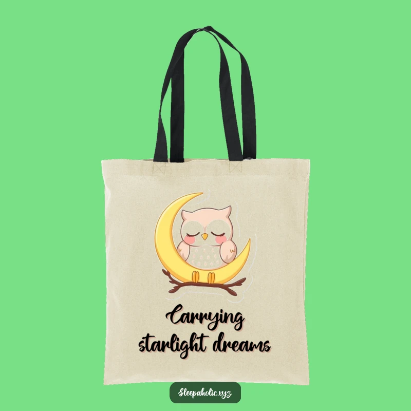 Funny Sleepy Owl Moon Tote Bag - Hilarious Gift for Celestial Dreamers